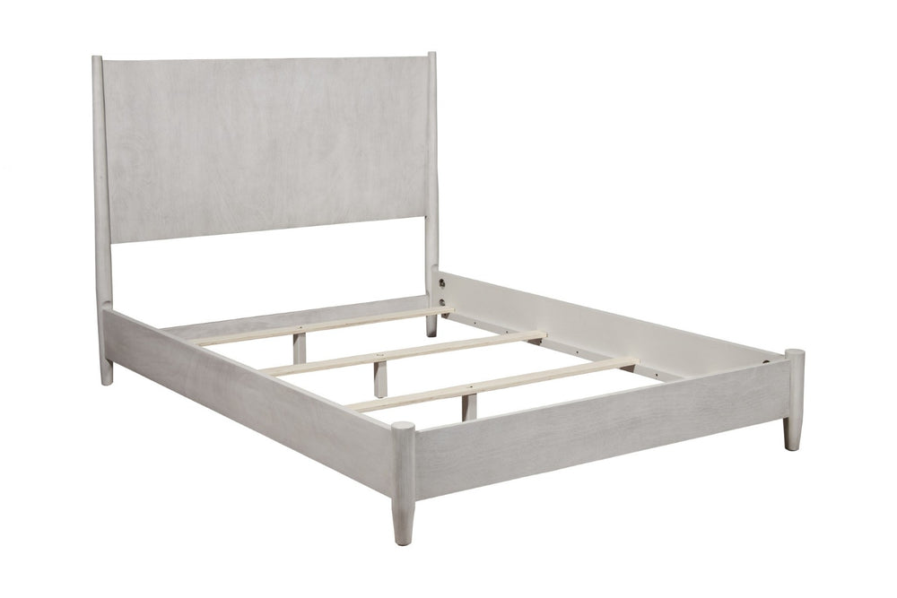 HomeRoots Gray Solid Wood Full Bed Frame - Mid-Century Modern Design, Durable Mahogany, Elegant Gray Finish 524842