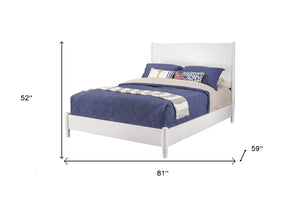 HomeRoots White Solid Wood Full Bed Frame – Timeless Mahogany Design, Elegant Headboard, Durable Support & Style 524843