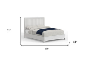 HomeRoots White Ribbed Solid Wood Queen Bed Frame – Elegant Durable Mahogany Design for Timeless Bedroom Style 524848