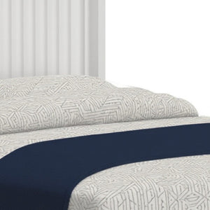 HomeRoots White Ribbed Solid Wood Queen Bed Frame – Elegant Durable Mahogany Design for Timeless Bedroom Style 524848