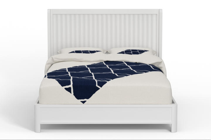 Homeroots White Ribbed Texture Solid Wood California King Bed Frame - Stylish, Durable & Inviting Bedroom Centerpiece  Wood 524849