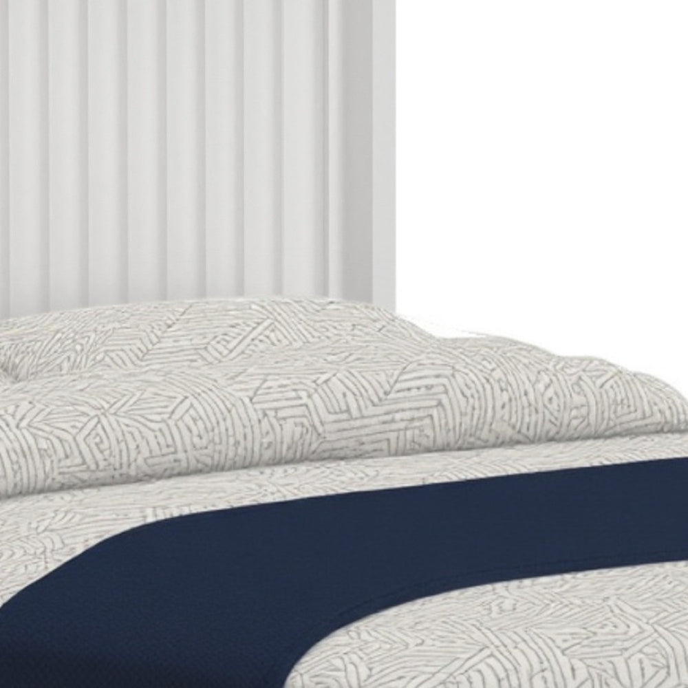 HomeRoots White Ribbed Texture Solid Wood California King Bed Frame - Artisan Craftsmanship for Elegant Sleep 524849
