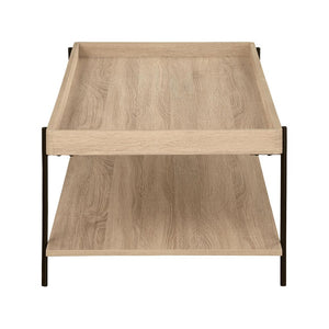 English Elm Rectangular Farmhouse-Style Coffee Table With Storage Shelf, Light Brown Wood & Metal Frame Design B016P379417-GIGA