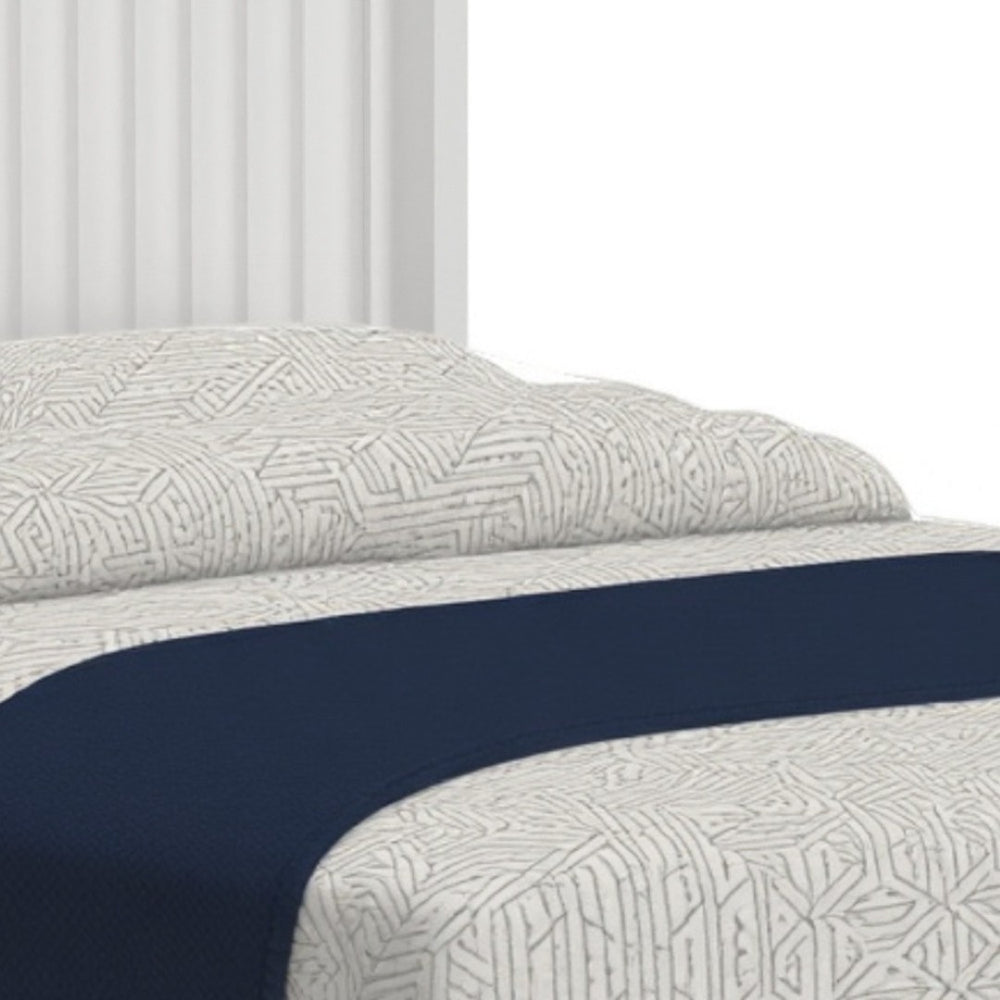 HomeRoots White Ribbed Texture Solid Wood King Bed Frame - Artisan Crafted for Timeless Elegance & Comfort 524850