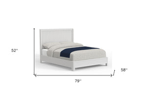 HomeRoots White Ribbed Texture Solid Wood Full Bed Frame - Timeless Design with Durable Support for Every Bedroom 524851