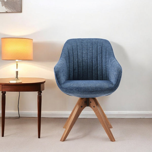 HomeRoots 23" Swivel Accent Arm Chair – Mid-Century Modern Design with Durable Upholstery and Ergonomic Support Blue 524854