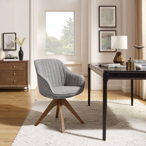 HomeRoots 23" Swivel Accent Arm Chair – Mid-Century Modern Design with Durable Upholstery and Ergonomic Support Gray 524856