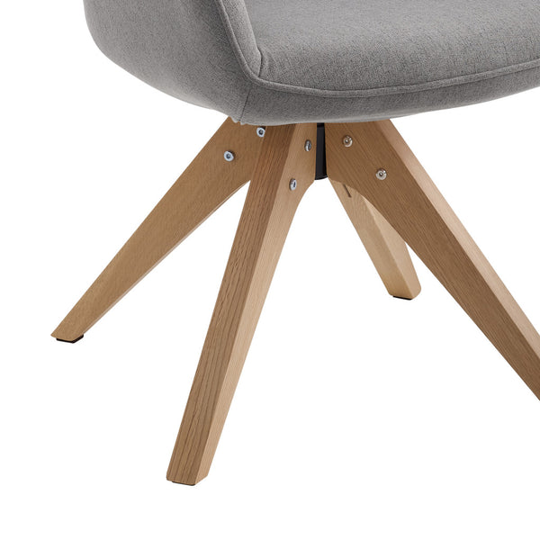 Homeroots 23" Gray Fabric And Natural Swivel Arm Chair   524856