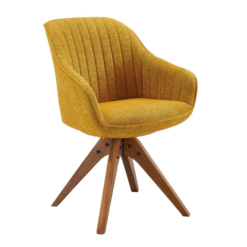 HomeRoots 23" Swivel Accent Arm Chair – Mid-Century Modern Design with Durable Upholstery and Ergonomic Support Yellow 524857