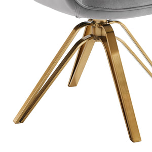 Homeroots 23" Gray Velvet And Gold Swivel Arm Chair   524859