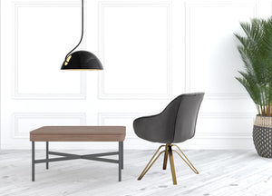 Homeroots 23" Gray Velvet And Gold Swivel Arm Chair   524859