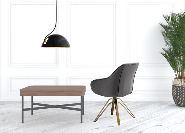 Homeroots 23" Gray Velvet And Gold Swivel Arm Chair   524859