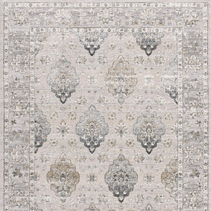 Homeroots 4' X 6' Gray Oriental Washable Non Skid Area Rug  Other Material 524872