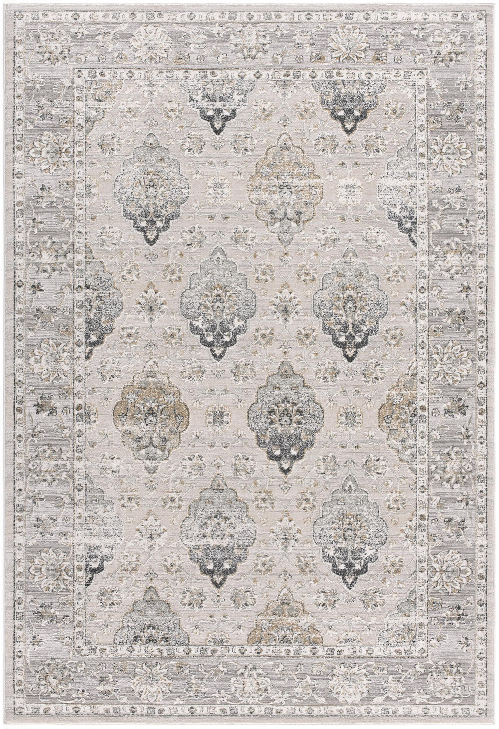 Homeroots 4' X 6' Gray Oriental Washable Non Skid Area Rug  Other Material 524872