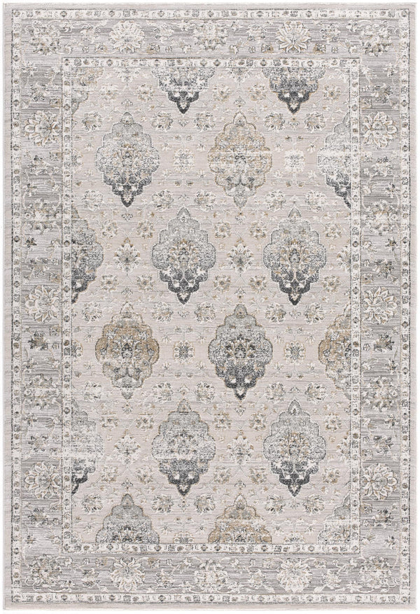 Homeroots 4' X 6' Gray Oriental Washable Non Skid Area Rug  Other Material 524872