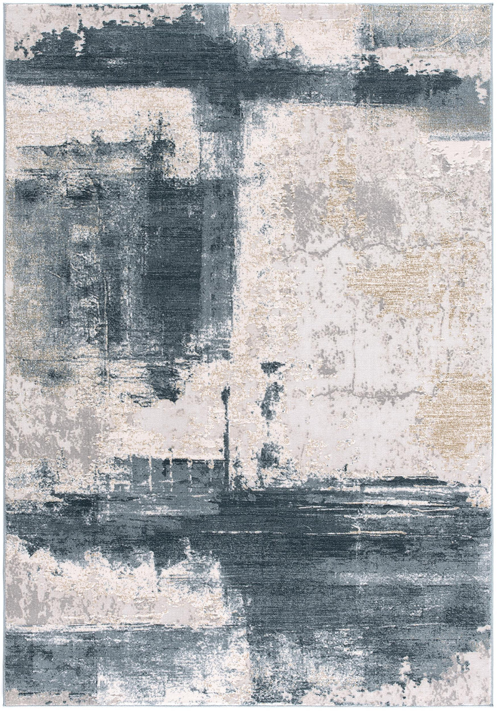 Homeroots 4' X 6' Blue And Beige Abstract Washable Non Skid Area Rug  Other Material 524873