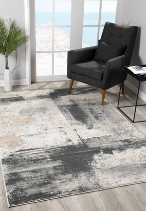 Homeroots 4' X 6' Gray Abstract Washable Non Skid Area Rug  Other Material 524874