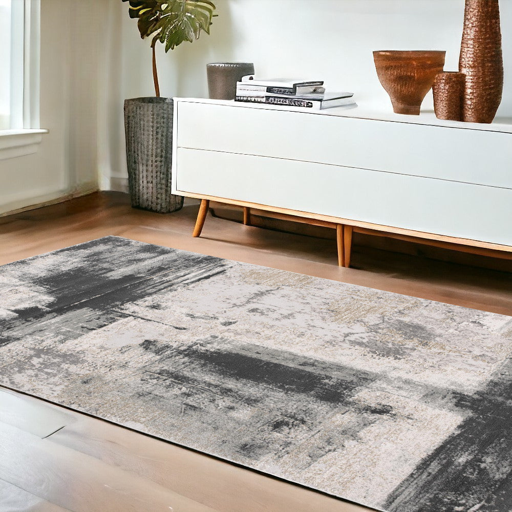 Homeroots 4' X 6' Gray Abstract Washable Non Skid Area Rug  Other Material 524874