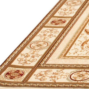 Homeroots 10' X 13' Beige And Ivory Oriental Washable Non Skid Area Rug  Other Material 524875