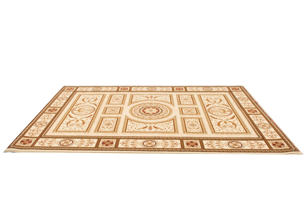 Homeroots 10' X 13' Beige And Ivory Oriental Washable Non Skid Area Rug  Other Material 524875
