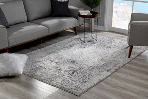 Homeroots 10' Gray And Ivory Oriental Washable Non Skid Runner Rug  Polyester 524876