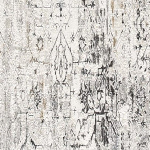 Homeroots 13' Gray And Ivory Oriental Washable Non Skid Runner Rug  Polyester 524877