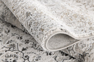 Homeroots 20' Gray And Ivory Oriental Washable Non Skid Runner Rug  Polyester 524879