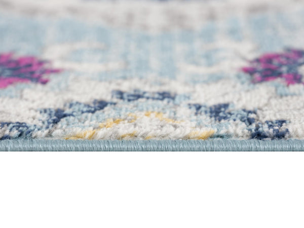 Homeroots 5' Blue And Gray Oriental Distressed Round Rug  Polypropylene 524885