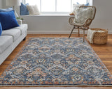 Feizy Rugs Kaia Luxurious Low Pile Floral Area Rug - Soft, Durable, And Fade-resistant For High-traffic Spaces Blue,Orange,Ivory Polypropylene,Viscose,Polyester Kai39hrfnvyblub00