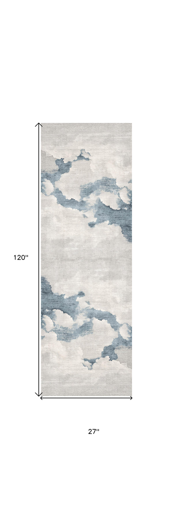 Homeroots 10' Runner Blue And Gray Abstract Washable Non Skid Area Rug  Polyester 524889