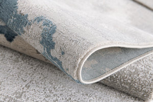 Homeroots 15' Runner Blue And Gray Abstract Washable Non Skid Area Rug  Polyester 524891