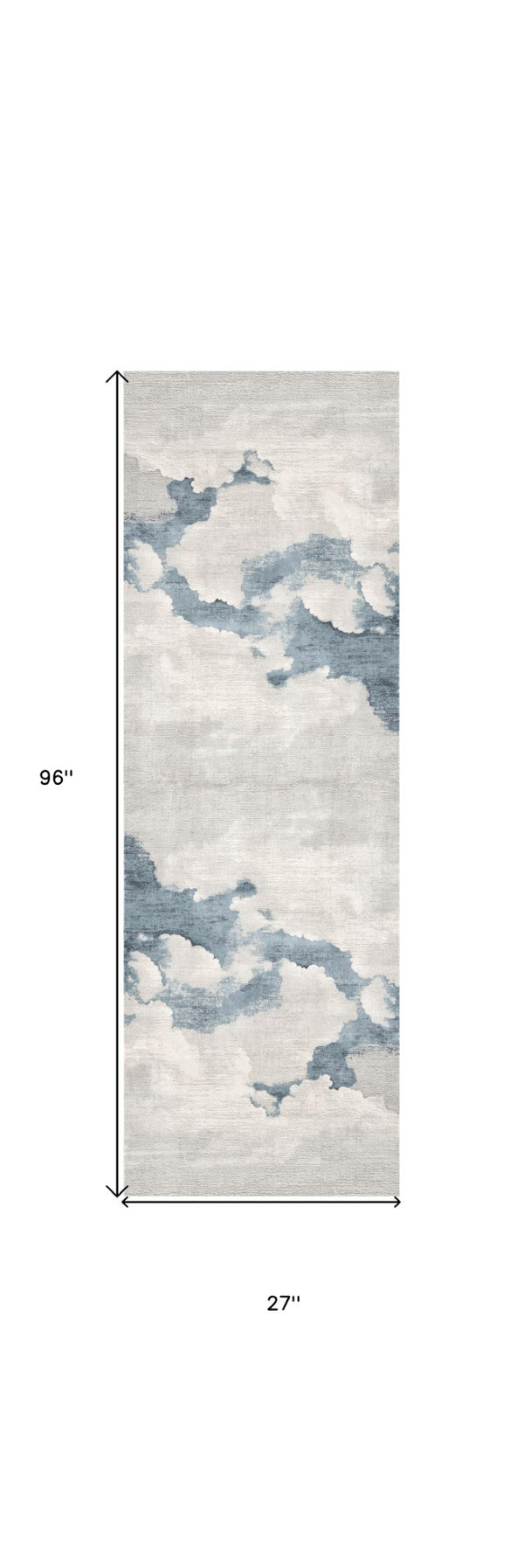HomeRoots 10' Blue and Gray Abstract Washable Rug for Stylish Hallways, Durable Comfort, and Easy Maintenance 8' Runner 524893
