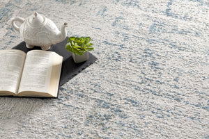 Homeroots 10' Runner Blue And Gray Abstract Washable Non Skid Area Rug  Polyester 524894