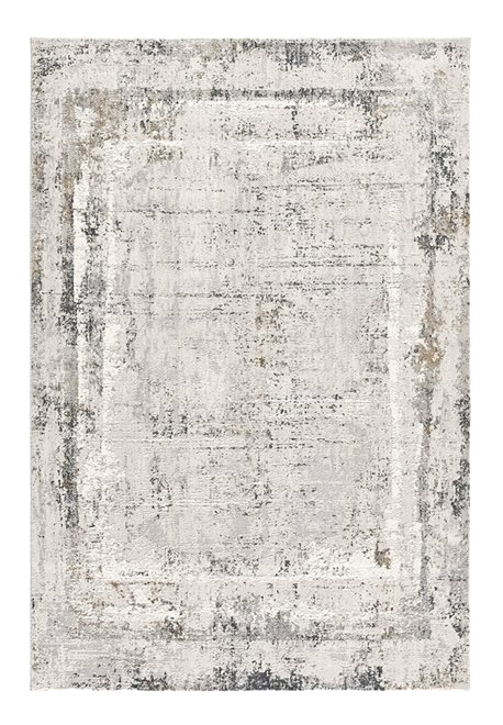 Homeroots 10' Gray And Ivory Abstract Distressed Runner Rug  Polyester 524899