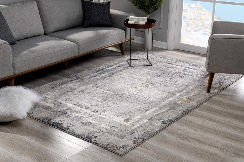 HomeRoots 10' Gray and Ivory Abstract Distressed Runner Rug – Stylish, Durable, and Easy-Care for Busy Homes 524899