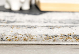 Homeroots 10' Gray And Ivory Abstract Distressed Runner Rug  Polyester 524899