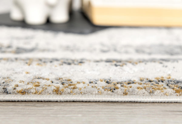 Homeroots 10' Gray And Ivory Abstract Distressed Runner Rug  Polyester 524899