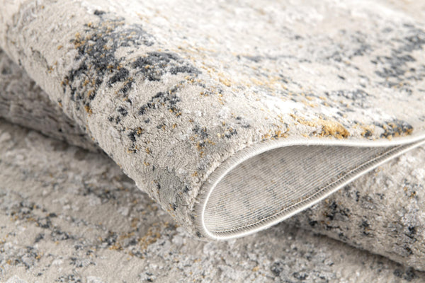 Homeroots 13' Gray And Ivory Abstract Distressed Runner Rug  Polyester 524900