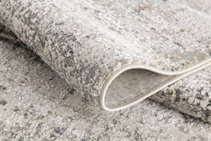 Homeroots 10' Gray And Ivory Abstract Distressed Runner Rug  Polyester 524904