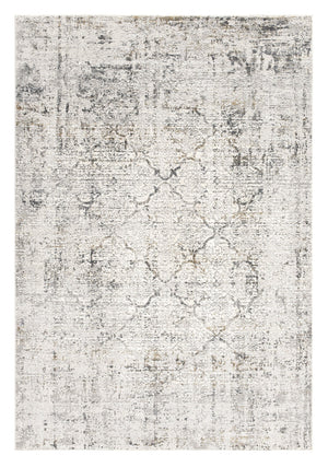 Homeroots 20' Gray And Ivory Damask Distressed Runner Rug  Polyester 524907