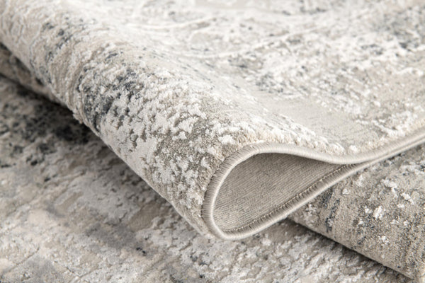 Homeroots 10' Gray And Ivory Oriental Distressed Runner Rug  Polyester 524909