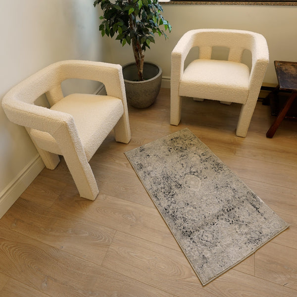 Homeroots 13' Gray And Ivory Oriental Distressed Runner Rug  Polyester 524910