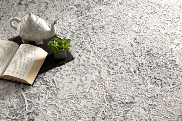 Homeroots 13' Gray And Ivory Oriental Distressed Runner Rug  Polyester 524910