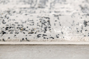 Homeroots 10' Ivory And Gray Geometric Distressed Runner Rug  Polyester 524914