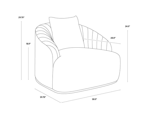 Sunpan ASTRID Armchair - Elegant Polo Club Stone Design with Channel Tufting and Antique Brass Frame 105335