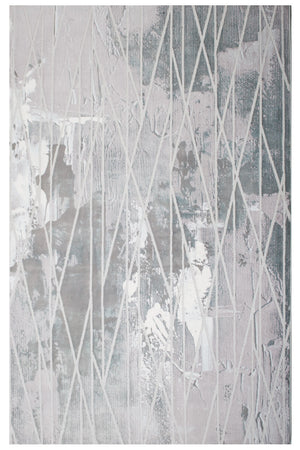 Homeroots 7' X 9' Blue And Gray Abstract Washable Non Skid Area Rug  Polyester 524919