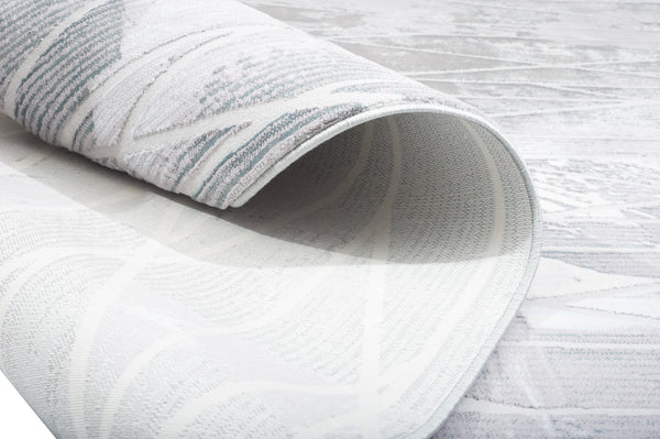 Homeroots 7' X 9' Blue And Gray Abstract Washable Non Skid Area Rug  Polyester 524919