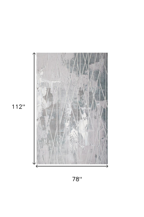 Homeroots 7' X 9' Blue And Gray Abstract Washable Non Skid Area Rug  Polyester 524919