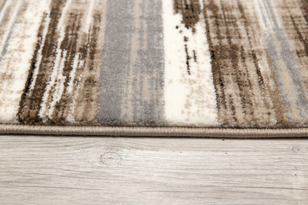 Homeroots 5' Brown Round Abstract Washable Non Skid Area Rug  Other Material 524922