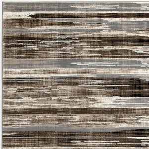 Homeroots 7' Beige Brown And Gray Abstract Distressed Round Rug  Olefin 524923